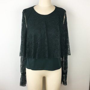 Zara Green Lace Overlay Top